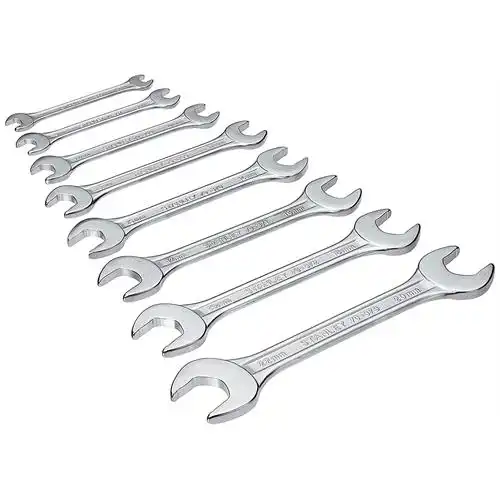 STANLEY 8-PIECE CHROME MATTE FINISH DOUBLE OPEN END SPANNER SET